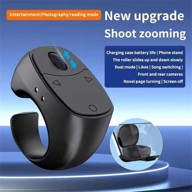Mouse Bluetooth Sem Fio Anel De Rolagem De Telefone Celular Obturador De Dedo Controle Remoto Virador De Página Móvel Cl