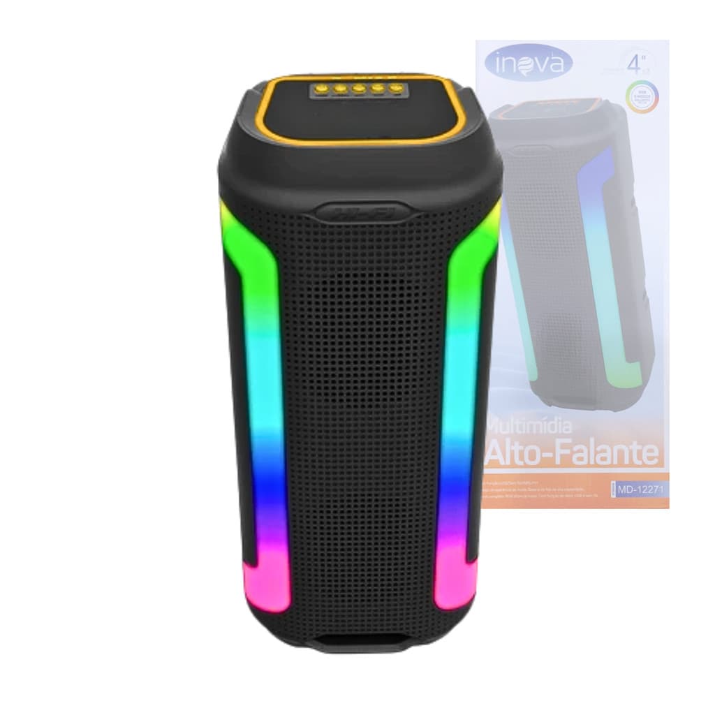Caixa de Som Bluetooth Portatil Potente 20W com Luz Led RGB