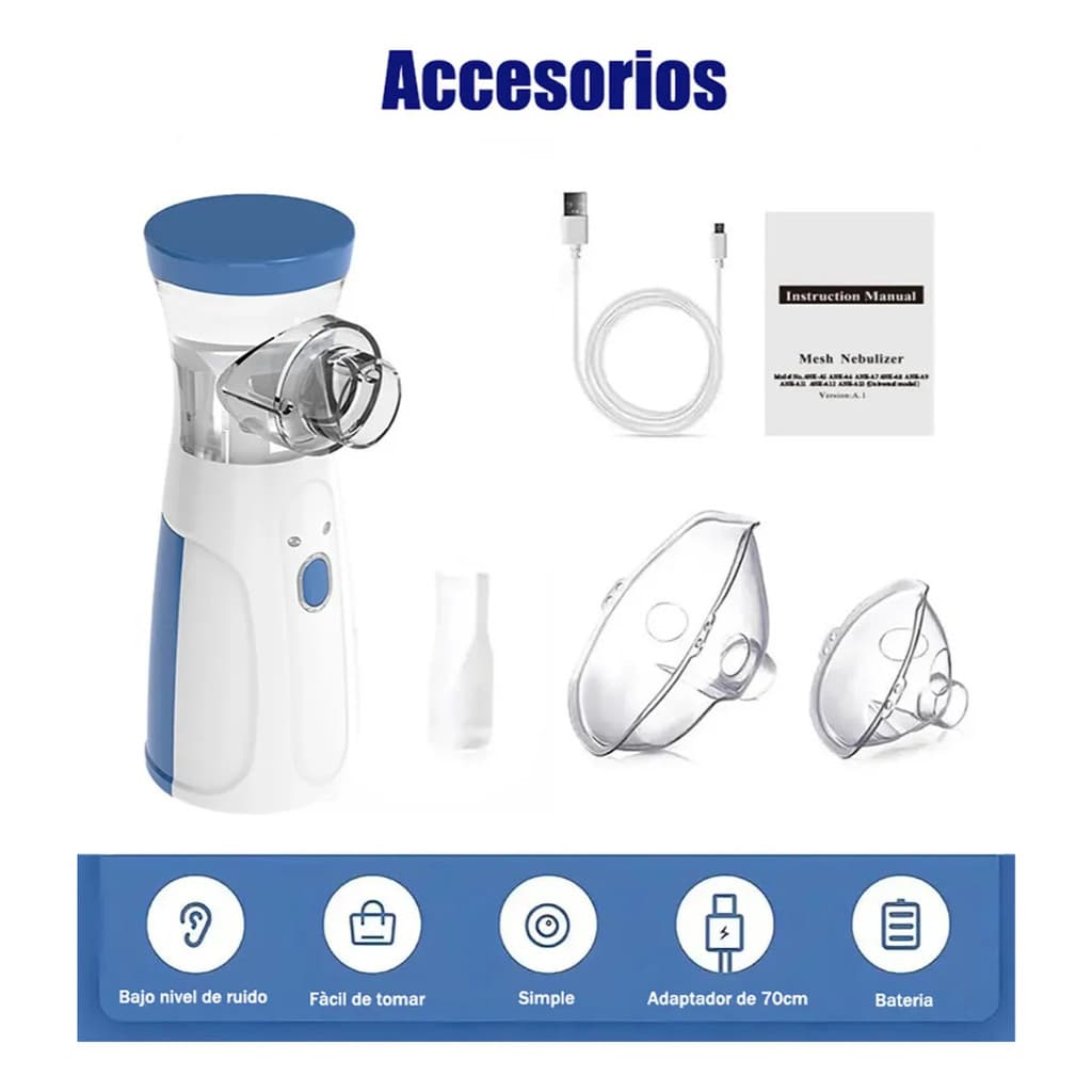 Nebulizador Portátil Recarregável - JSL - W302 Inalador Nebulizador Nebulizador para Adulto e Crianças Uso Doméstico