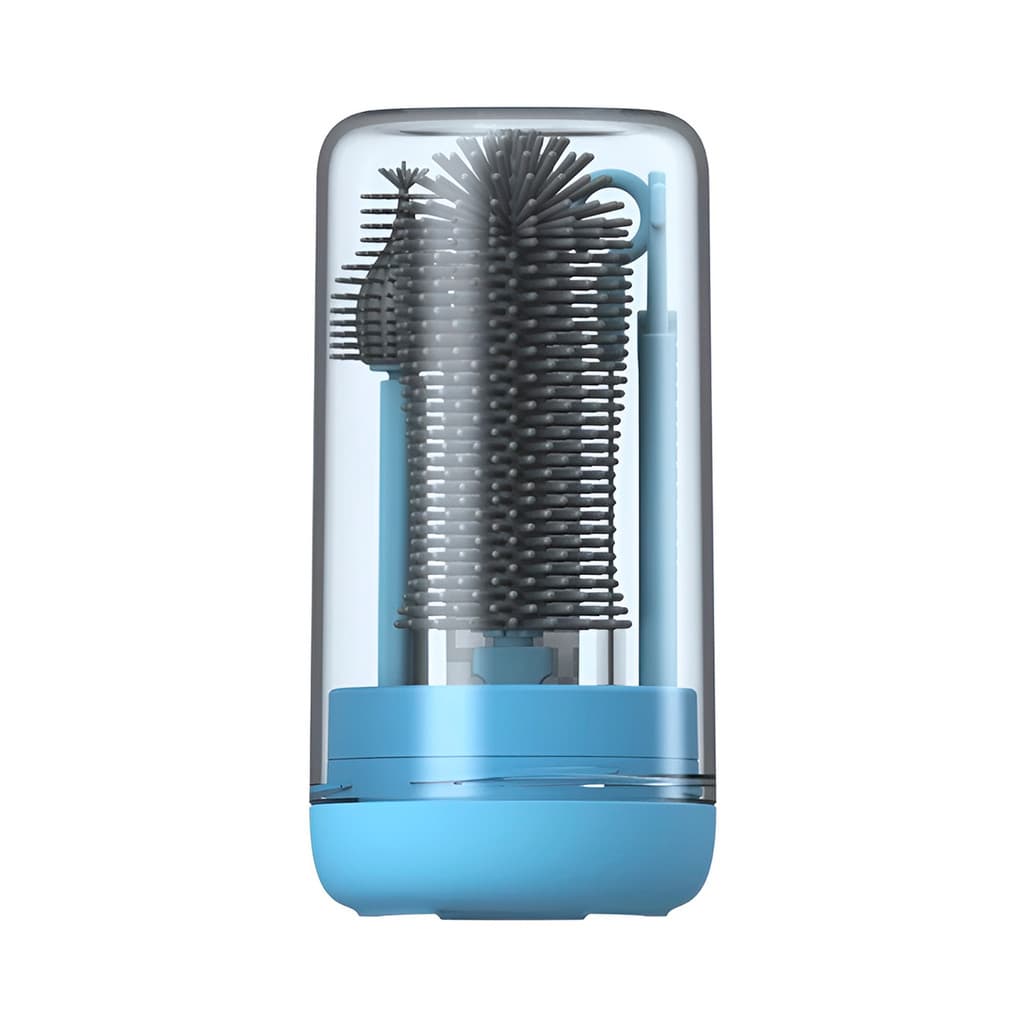 Kit Escovas Higienizadoras Silicone Mamadeira Chupeta Cor:Azul