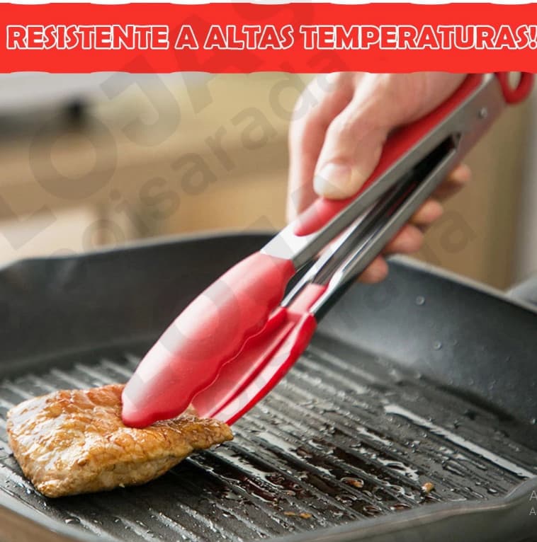 Pegador De Silicone E Inox Culinario Carne Salada Com Trava /Grande