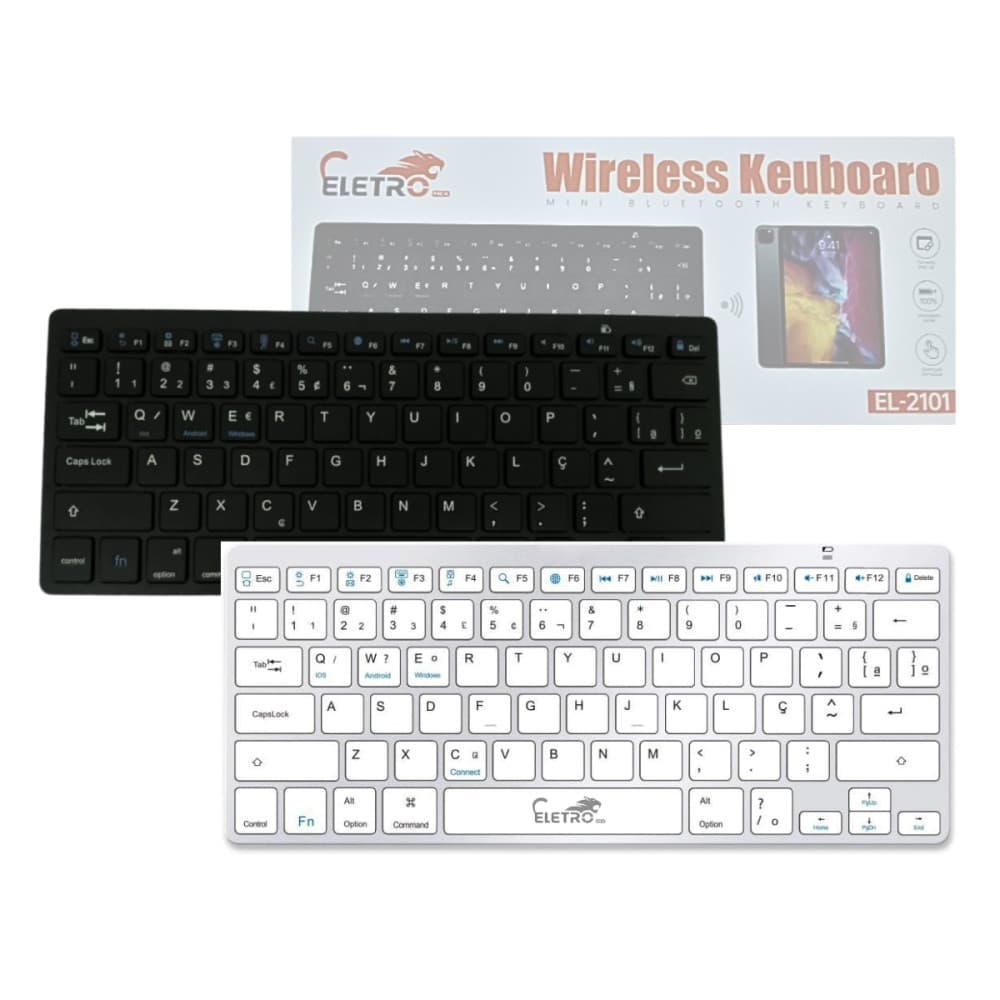 Teclado Portátil Bluetooth Sem Fio Ultra Fino Tablet Celular Notebook Computador ELETRO EL-2101