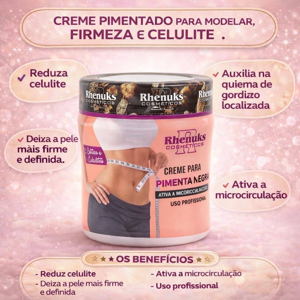 Creme de Massagem Pimenta Negra Redutor de Medidas e Firmador Corporal