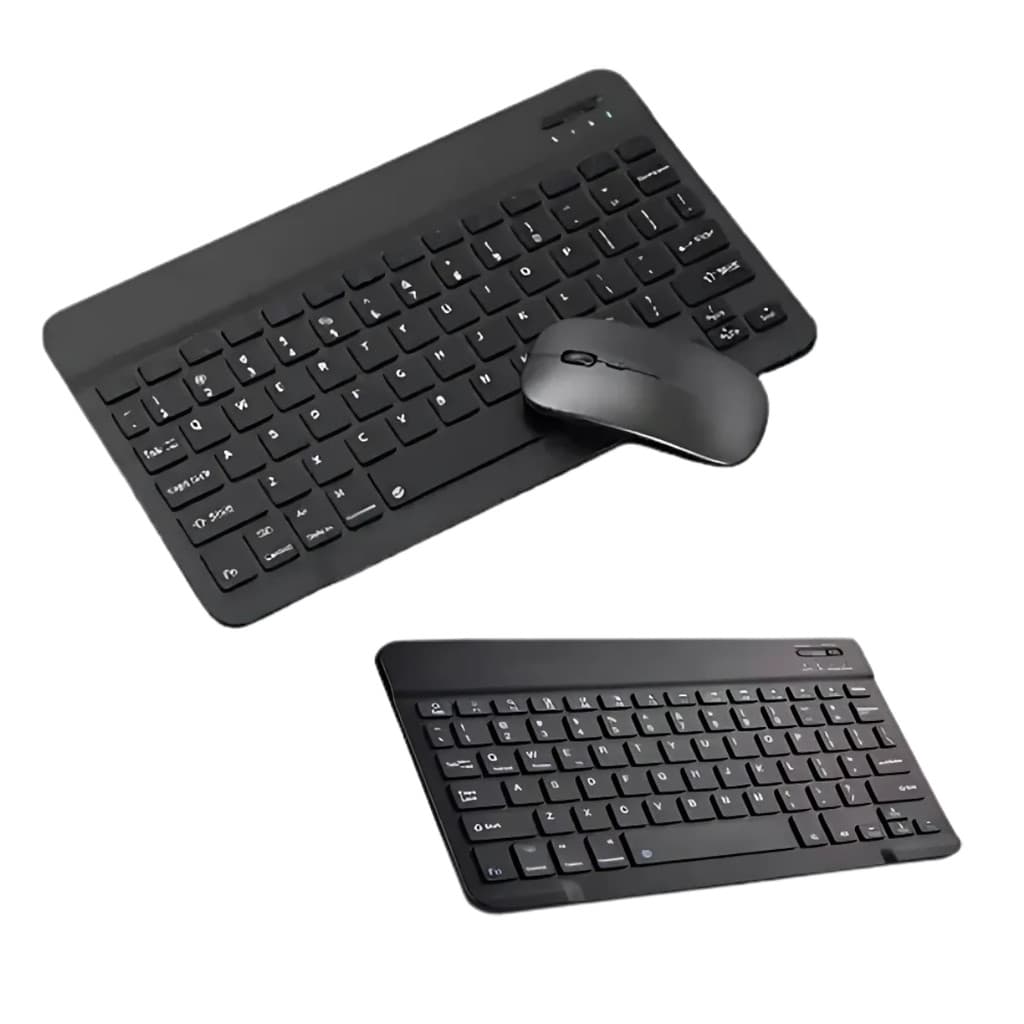 Kit Teclado e Mouse Sem Fio Bluetooth Para Notebook, Tablet e Celular - Preto