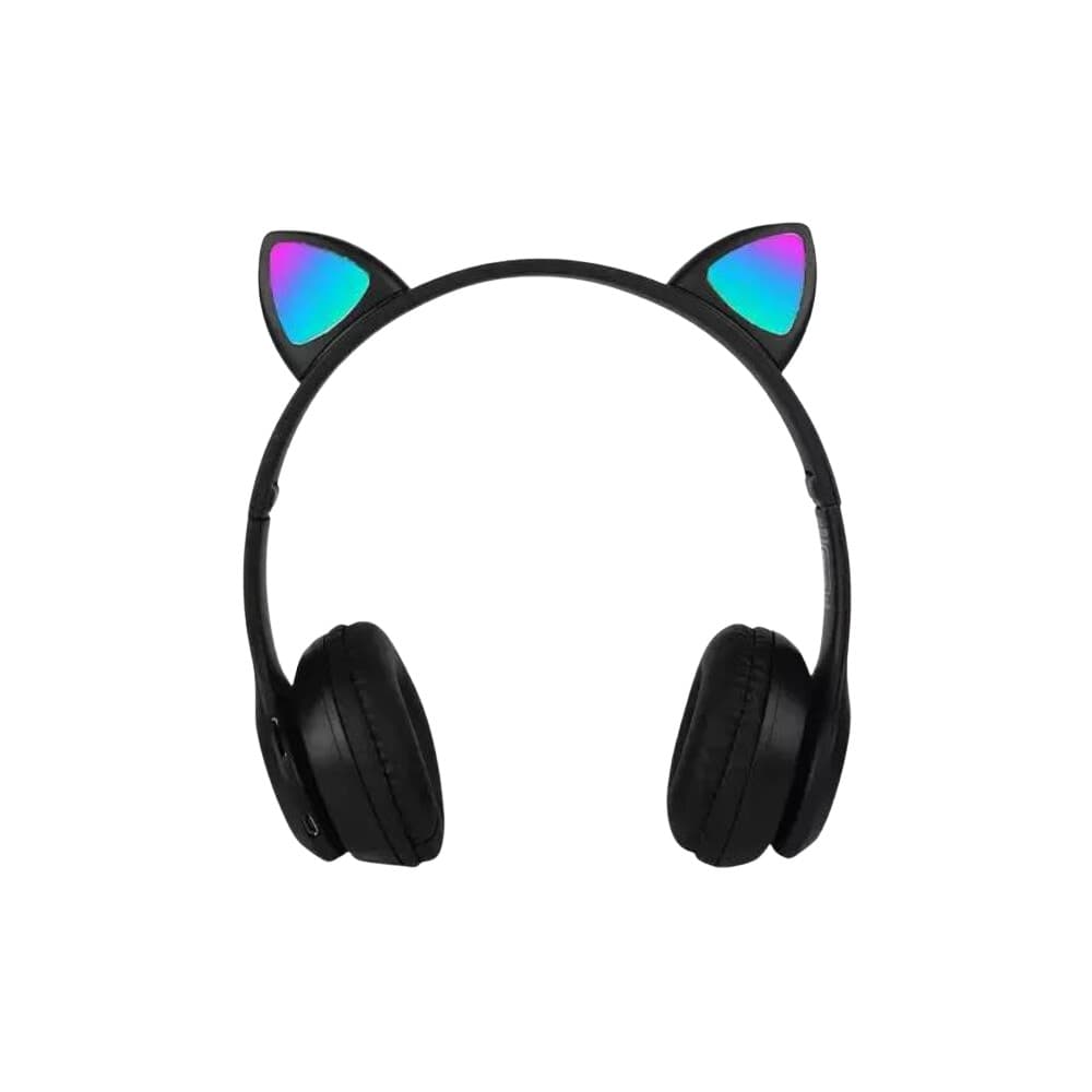 Fone Bluetooth Orelha De Gato Led Colorido (PRETO)