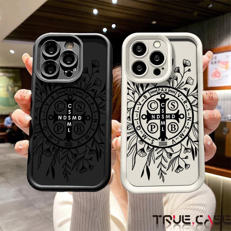 Capinha personalizado Medalha de São Bento cruz Para iPhone 16 15 14 13 12 11 Pro Max Plus XR XS X 7/8PLUS case