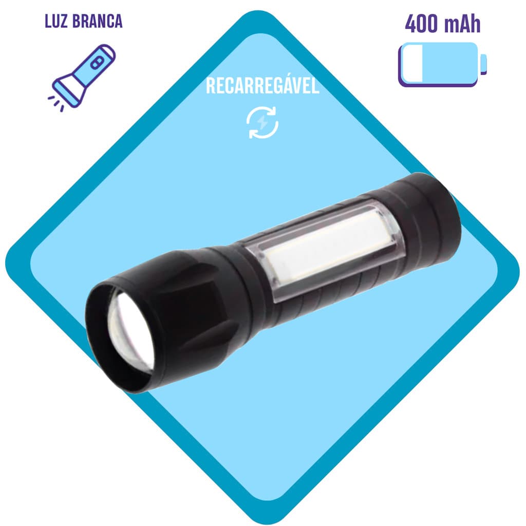 Mini Lanterna de Luz Branca Bateria Recarregável