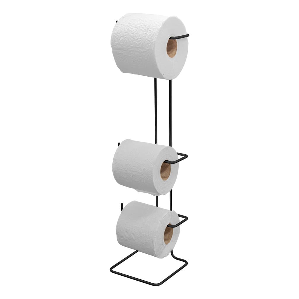 Suporte para Papel Higiênico de Chão - Preto, Funcionalidade para 3 Rolos
