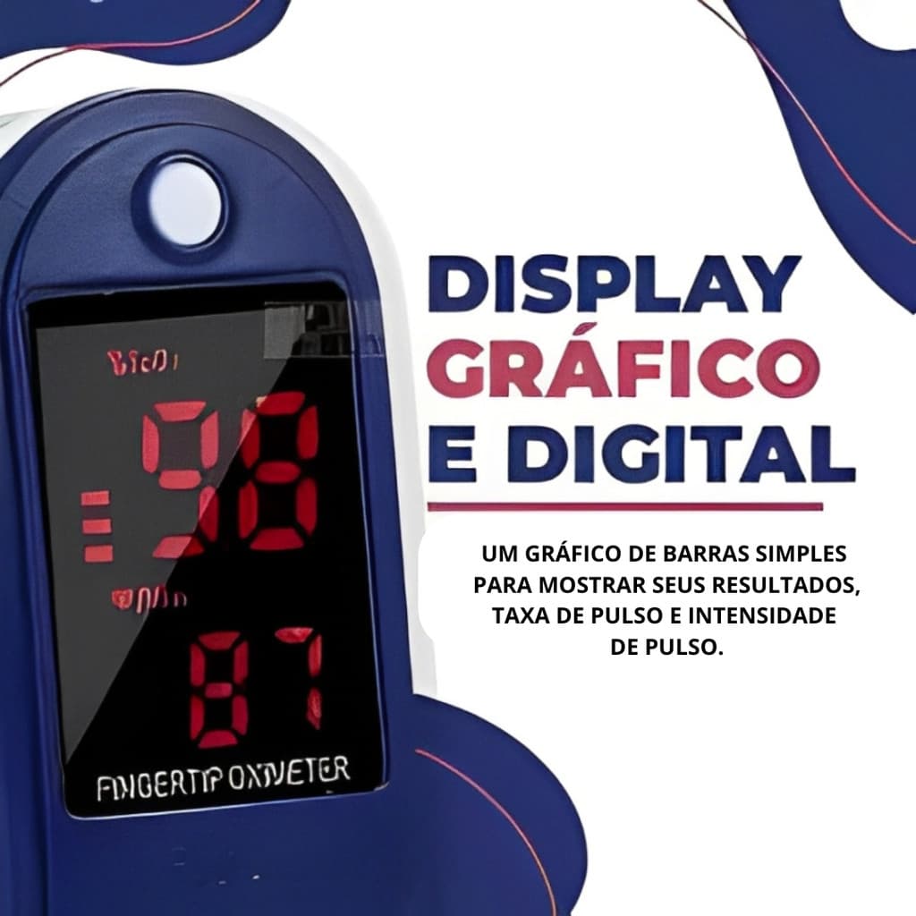 Oxímetro Digital Portátil de Dedo SpO2 Monitor Cardíaco Medidor de Oxigênio e Batimentos com LED