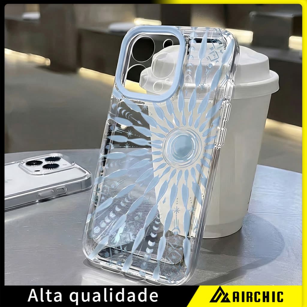 Girassol azul claro Capinha Capa de Transparente Para iPhone 11 14 15 16 12 17 13 pro max 7/8 plus produto em alta