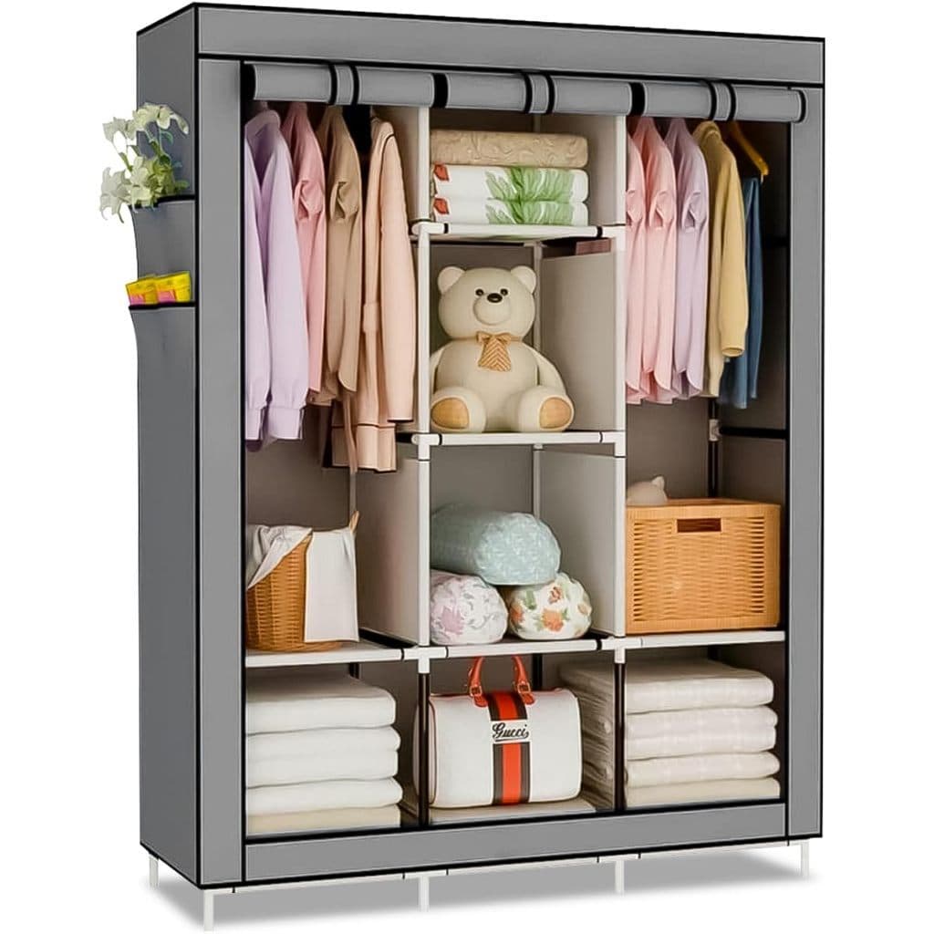 Guarda Roupa Cinza Dobrável Multiuso grande Familia Infantil completo