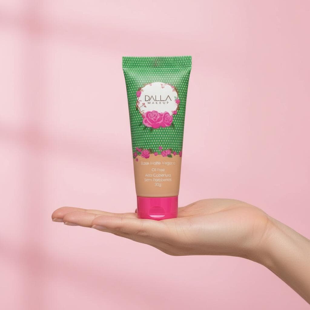 Base Líquida Dalla Matte Vegana - Cobertura Eficiente e Ajuste de Tom, Resistente a Água DL904C