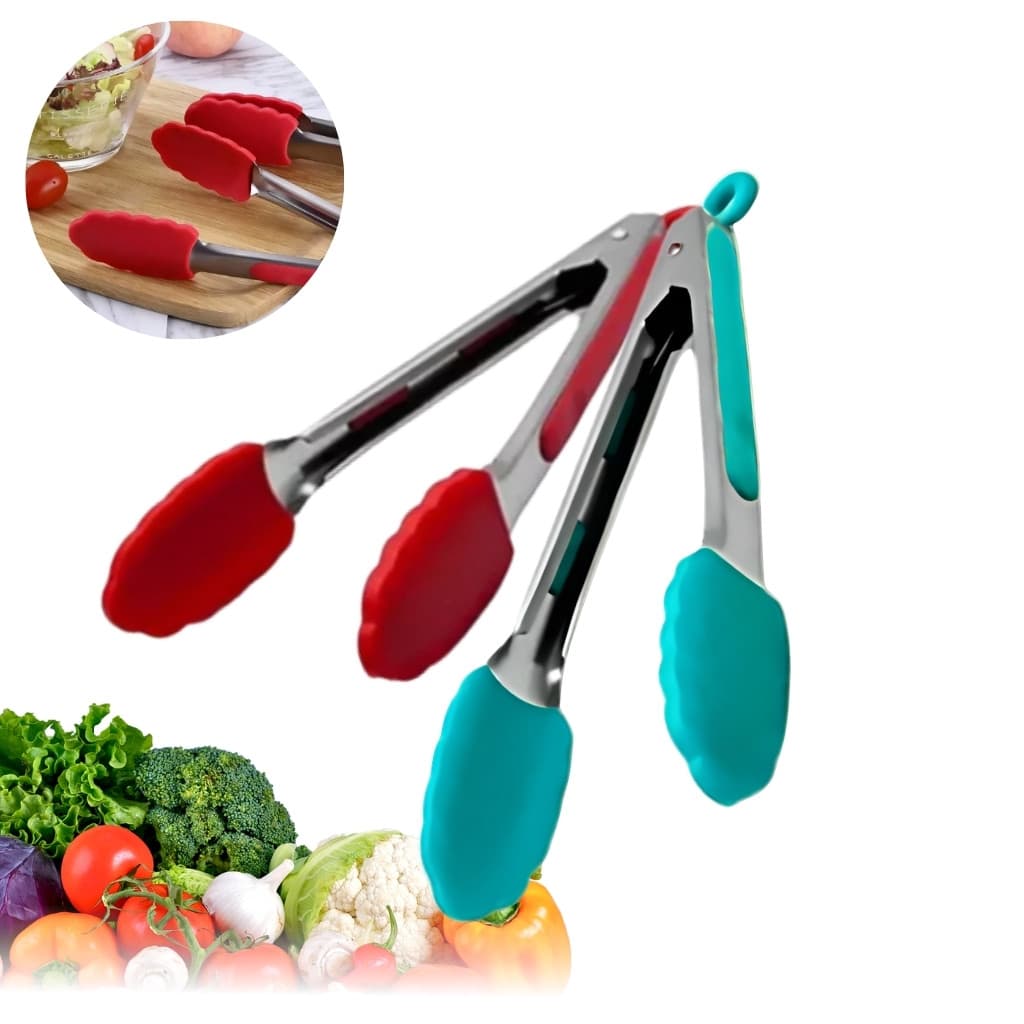 2 Pegadores Culinários Silicone E Inox Premium 30cm Multiuso