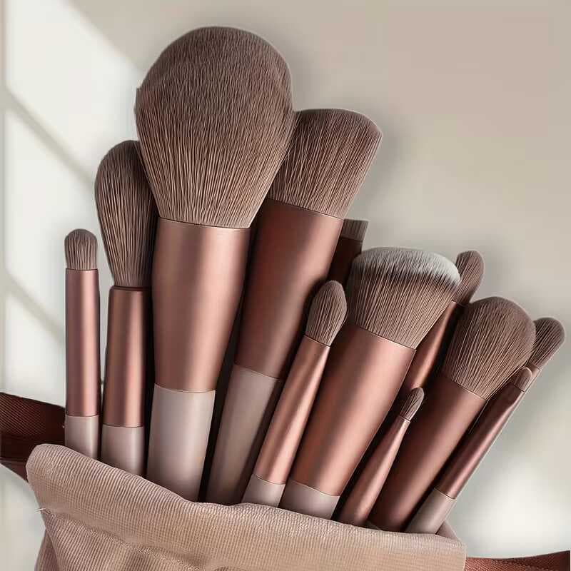 Kit 13 Pincéis Maquiagem Profissionais Cerdas Macias Base Corretivo Pó Blush Contorno Sombras Uso Diário Completo