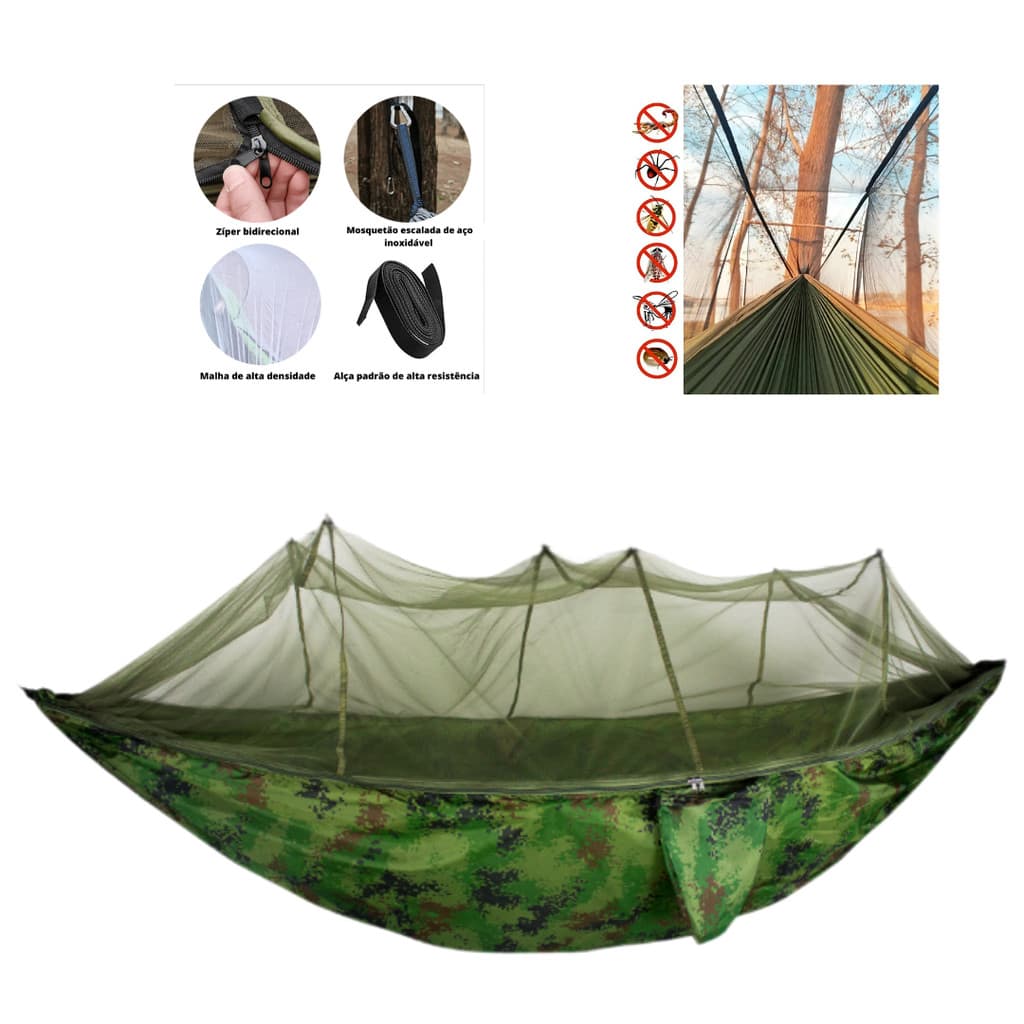 Rede Com Tela Mosquiteiro Cor: Verde Camuflado3 RE61 Snel Camping