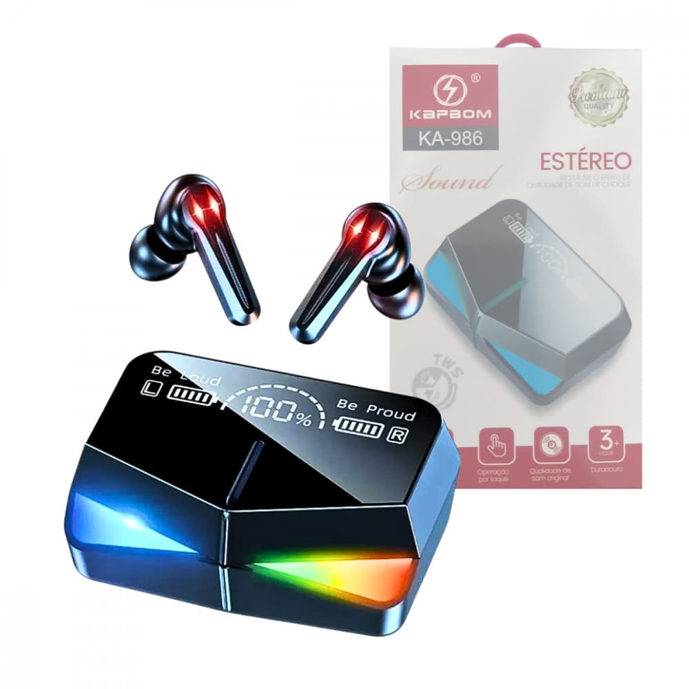 Fones de Ouvido Auricular Bluetooth Wireless Touch Luz RGB K