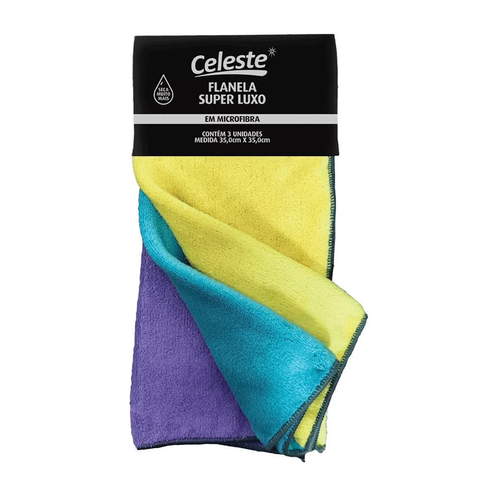 Flanela Super Luxo Limpeza Geral Em Microfibra 35x35cm