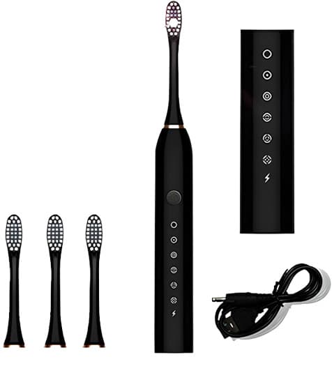 Escova de Dentes Elétrica Sônica Recarregável USB 6 Modos 4 Refis Limpeza Profunda 42000 Vibrações