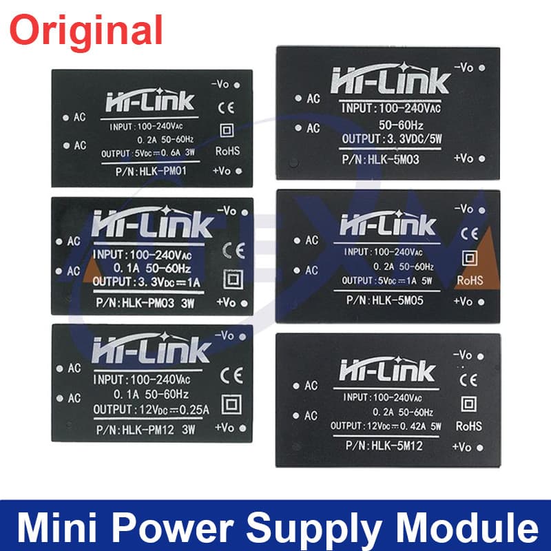 Mini Módulo De Fonte De Alimentação HLK-PM01 PM03 PM12 AC-DC 220V A 5V/3.3V/12V 5W 5M05 Interruptor Doméstico Inteligent