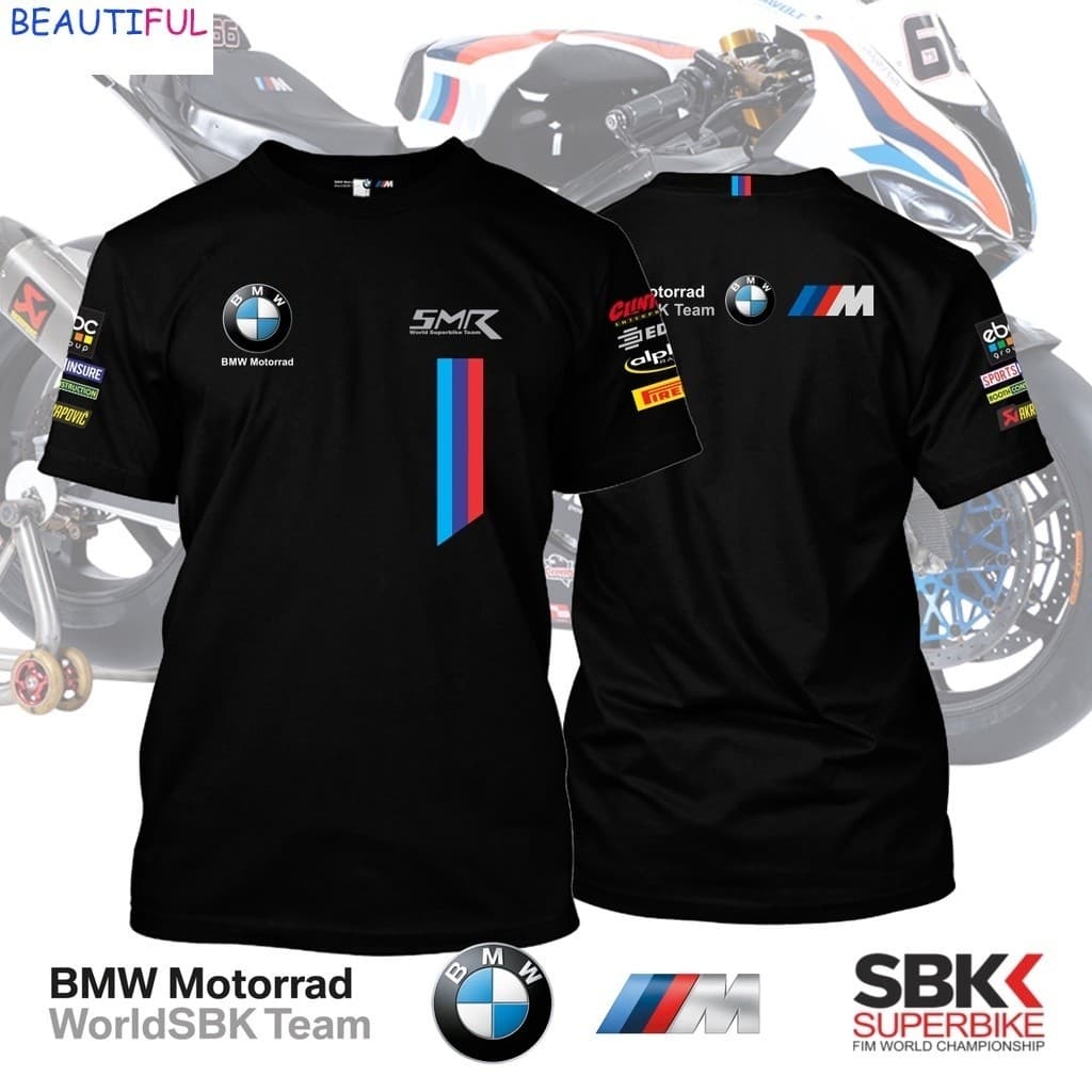 Lazer Nova Camiseta Feminina Plus Size Roupas Topo Verão Masculina BMW Corrida Esportes Manga Curta