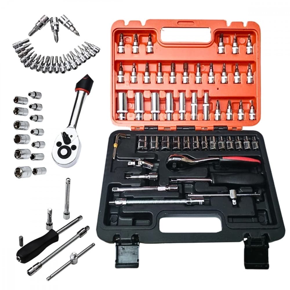 Jogo Soquetes maleta  53 Peças Completo Bits Catraca Kit Ferramentas Kapbom