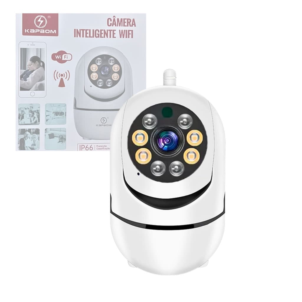 Câmera Segurança Babá Eletrônica WiFi Giro 360° Kapbom KA-S065