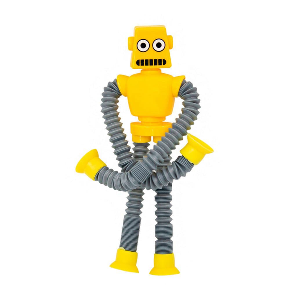 Robo Pop It Tubo Luz Led Estica Puxa Gruda Boneco Brinquedo Infantil Cor:Amarelo