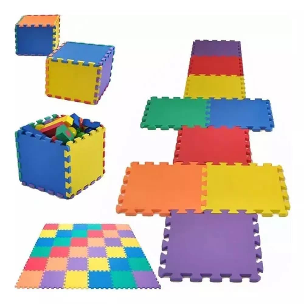 Kit 08 Peças Tapete Tatame Infantil 50x50 10mm Colorido