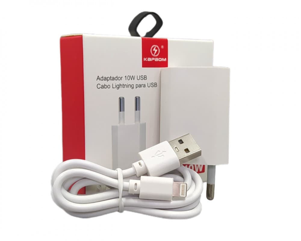 Carregador Completo 12W Cabo Móvel Lightning 1 Metro Kapbom KA-5007-5G