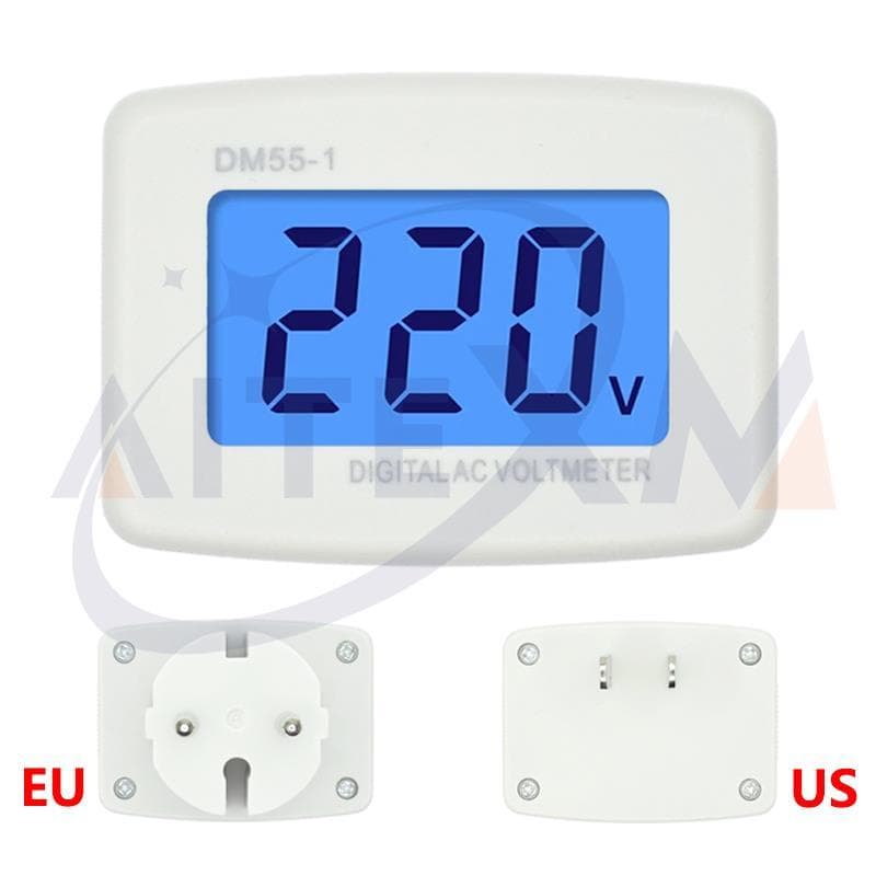 AC 110V 220V Voltímetro Digital Ue Eua Plug Volt Medidor Tomada Testador De Tensão Display LCD DM55-1 Parede Plana