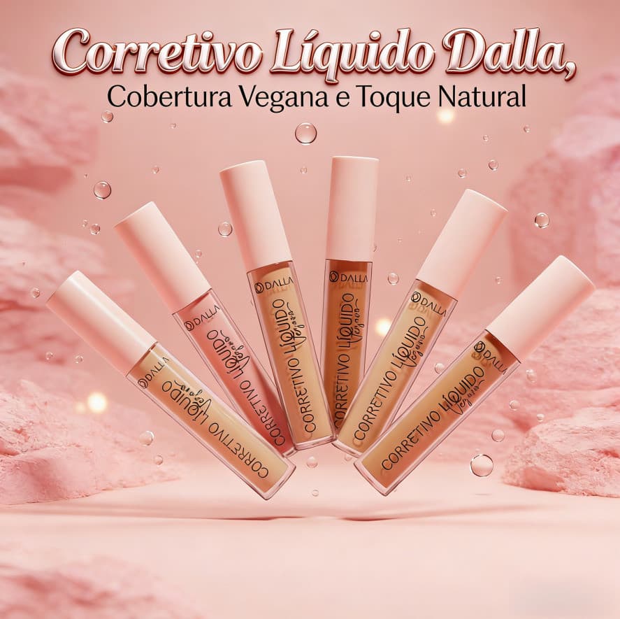🎊 Corretivo Líquido Dalla - Cobertura Vegana e Toque Natural - Ideal para Olheiras e Manchas 🎊
