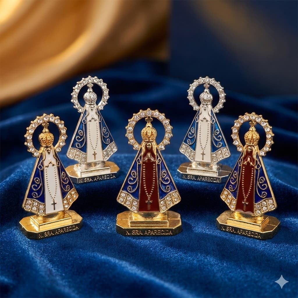 Kit 8 Imagem de Nossa Senhora Aparecida em Metal 5,5cm-LL270