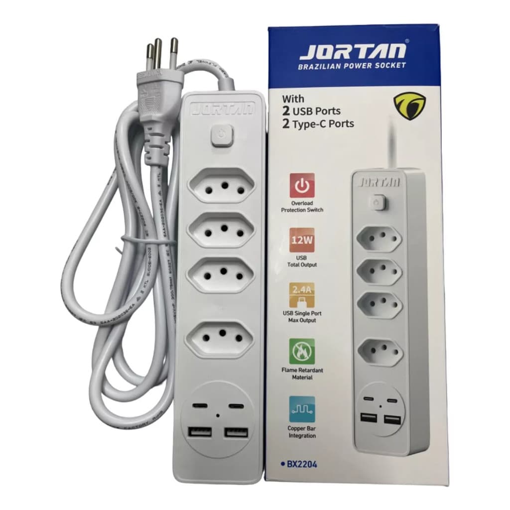 Extensão Tomada com Usb-a Usb-c