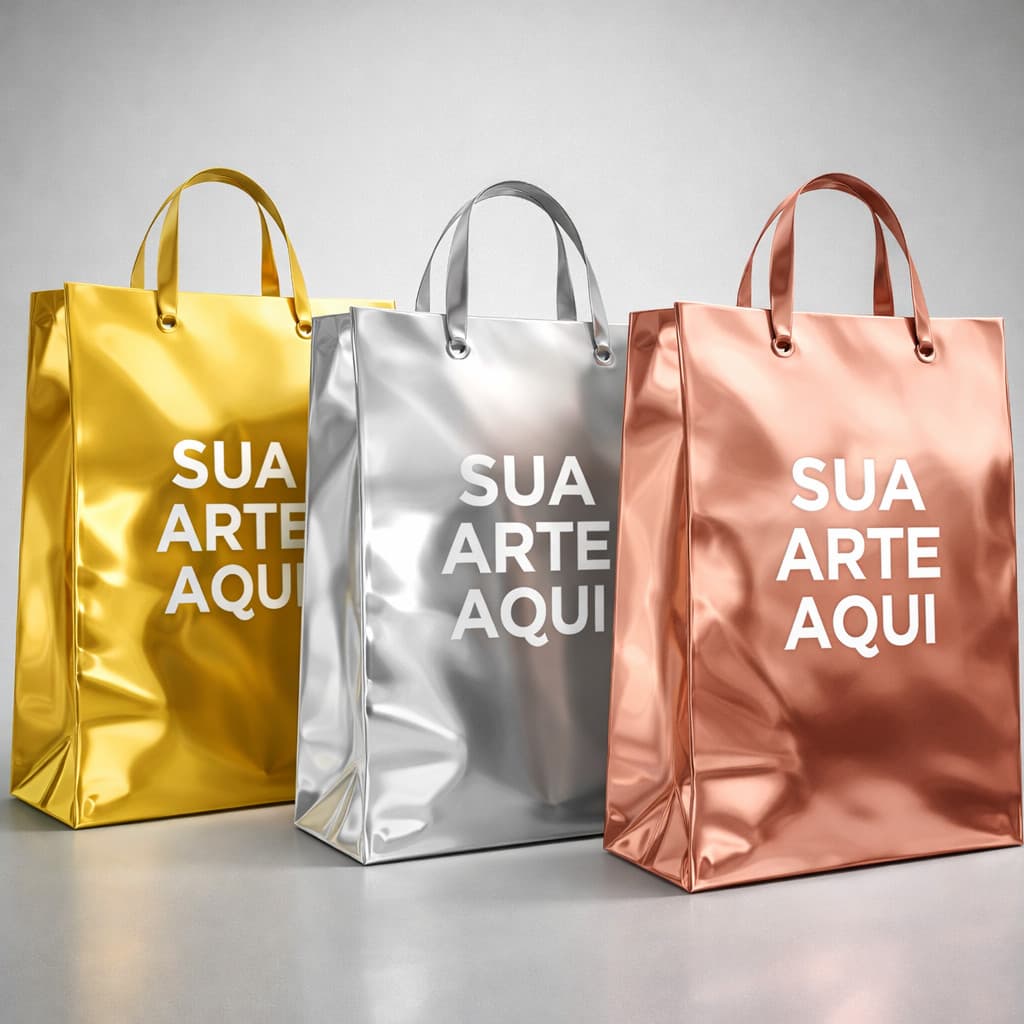 Kit 100 Sacolas TNT Metalizadas Personalizáveis Pequenas
