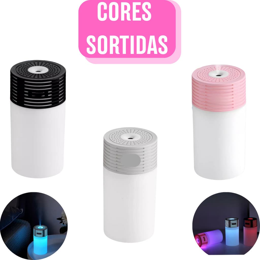 Umidificador com Led varias cores, USB