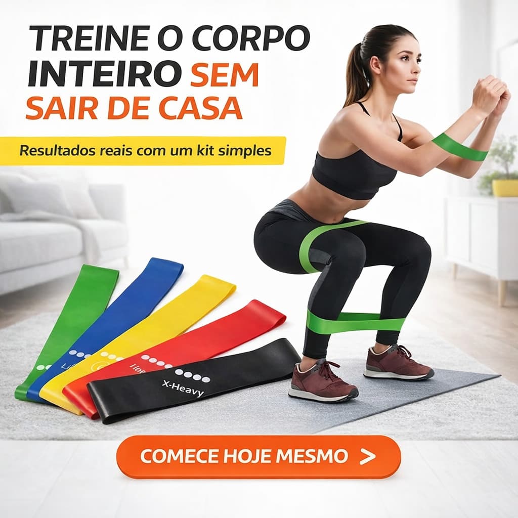 Faixa Elástica Mini Band Kit 5 Níveis Resistência