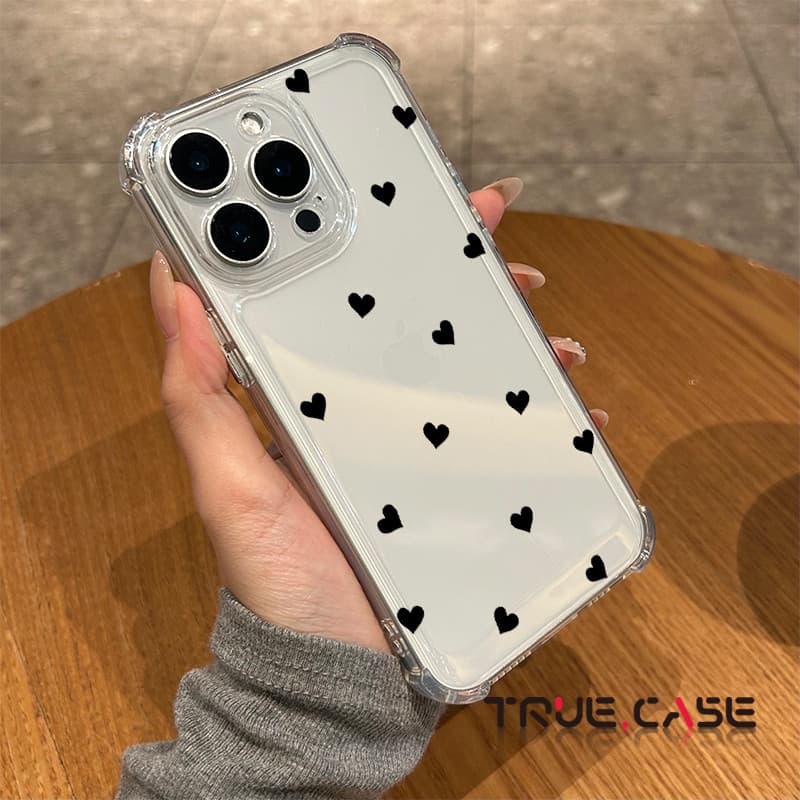 Padrão de corações minimalista Capinha Capa de Transparente Para iPhone 11 14 15 16 12 17 13 pro max 7/8 plus produto em