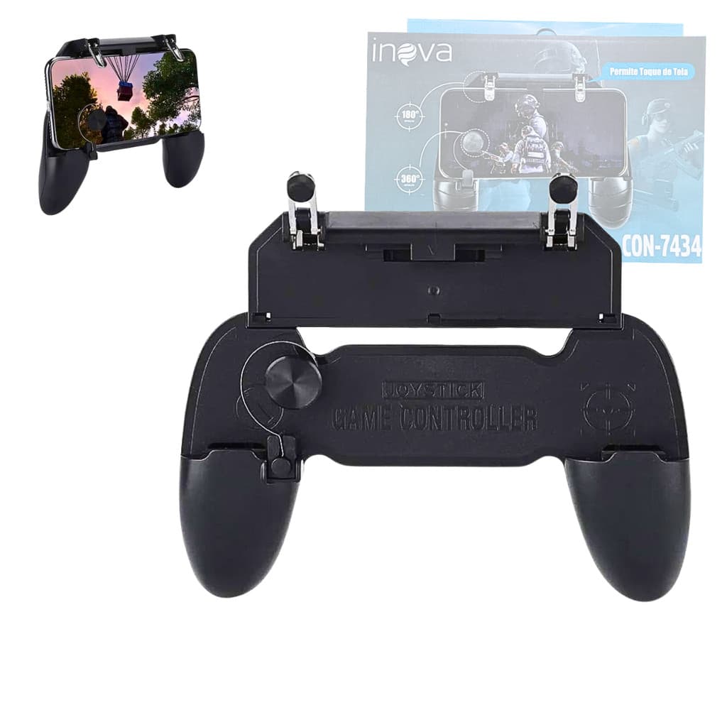 Controle Gamer Manual com Gatilhos Suporte Celular Joystick INOVA CON-7434