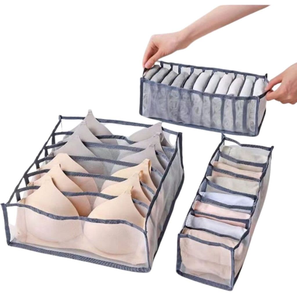 Organizador de Gaveta em Nylon - Ideal para Armazenar  Meias e Gravatas, 3 Peças