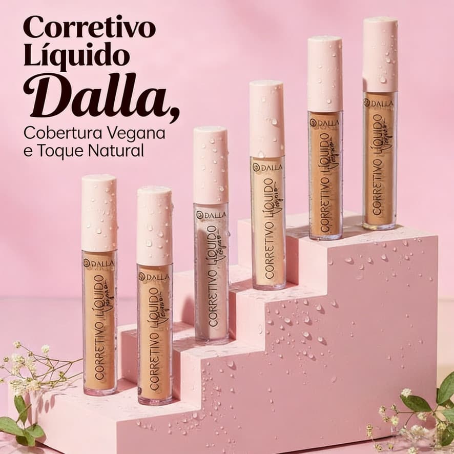 💖 Corretivo Líquido Dalla - Cobertura Vegana e Toque Natural -  Acabamento Natural e Duradouro💖