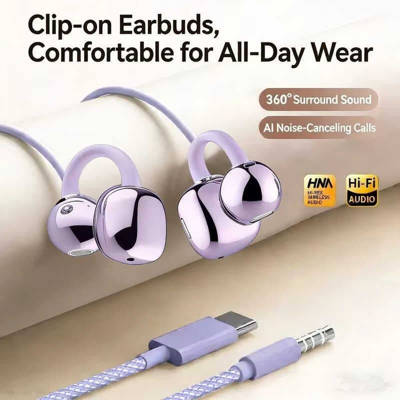 Atualizado Clip-on Tipo C Fones De Ouvido Com Fio Alta Fidelidade Som Esportes Para Jogos Em Microfone HD