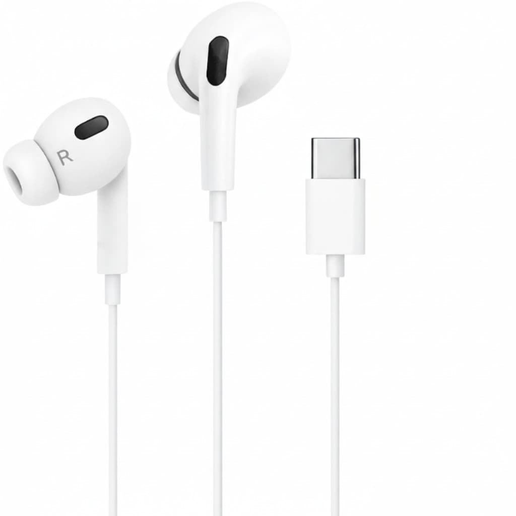 Fone de Ouvido Com Fio Tipo-C Borrachinha Borracha Anti-Ruído Com Microfone Premium Universal