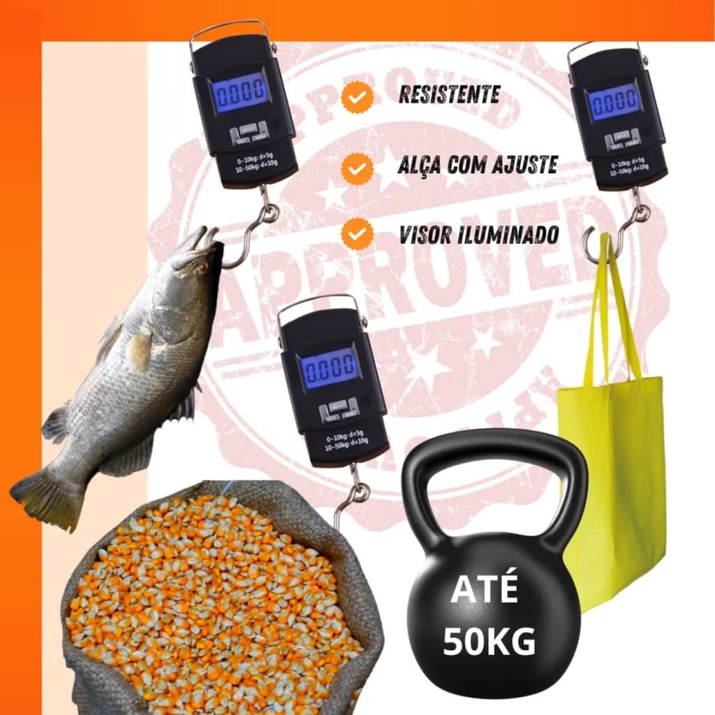 Balança Portátil Para Mala Bagagem Viagem Peixe 50Kg Digital
