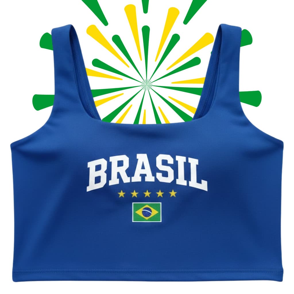 Cropped Regata Azul Brasil Torcida Hexa 2026