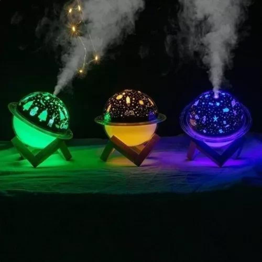 Umidificador de Ar Doméstico Aparelho Difusor Vaporizado Projetor LED