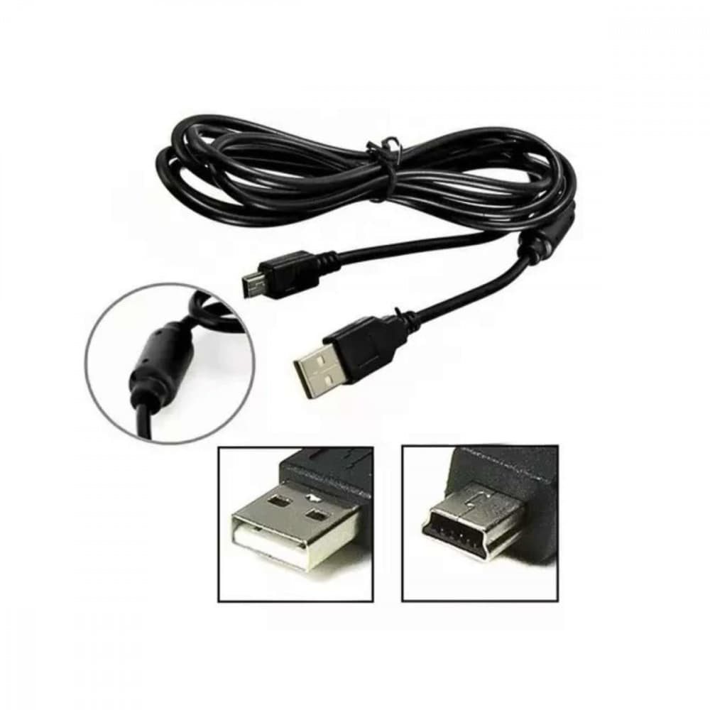 Cabo V3 Mini USB 5P 1,5m para Controle PS3 | Cabo Mini PS 3 | USB 2.0 Dados + Carregamento Kapbom
