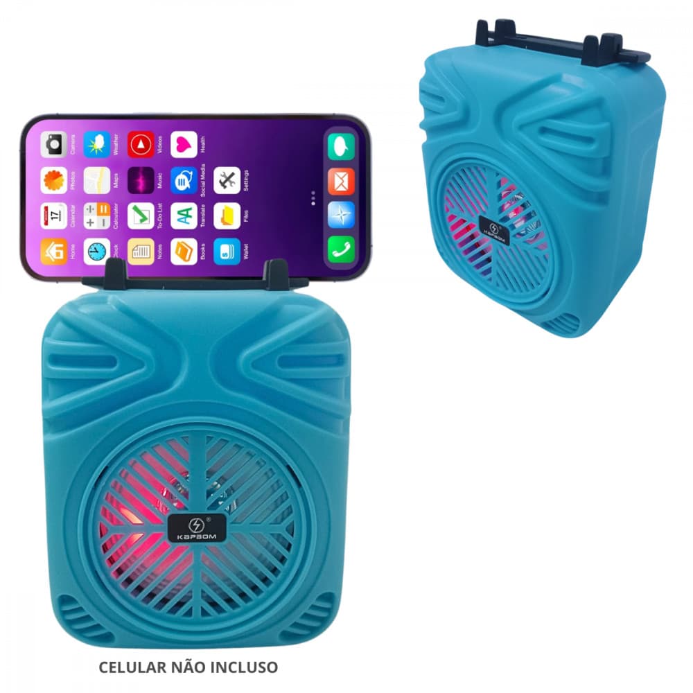 Caixinha De Som Bluetooth LED 10W Suporte Celular Kapbom KA-9111