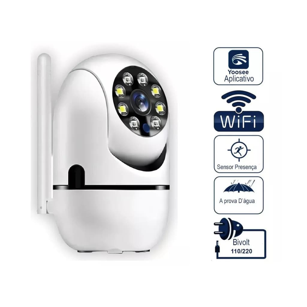 Câmera Segurança Babá Eletrônica WiFi 360 Full HD Visão Noturna App Kapbom Original KA-S065