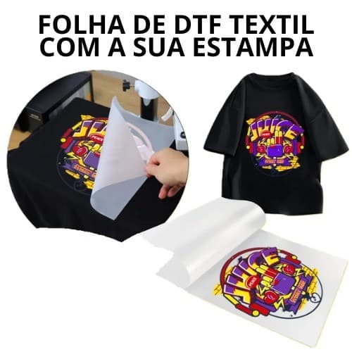 Folha DTF Têxtil a4 Personalizada – Estampa para Camiseta,