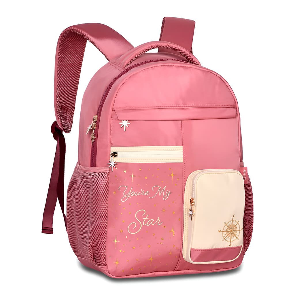Mochila Escolar de Costas Fadas Glitter Juvenil Passeio Cor:Rosa